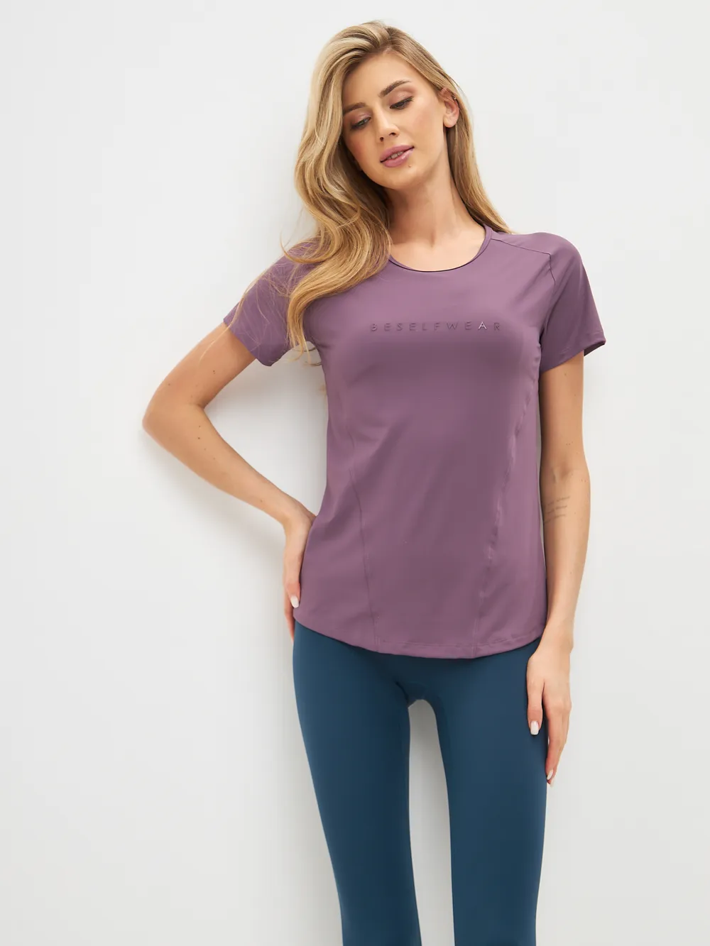 BeSelf Футболка удлиненная SATIN BASE, сливовый