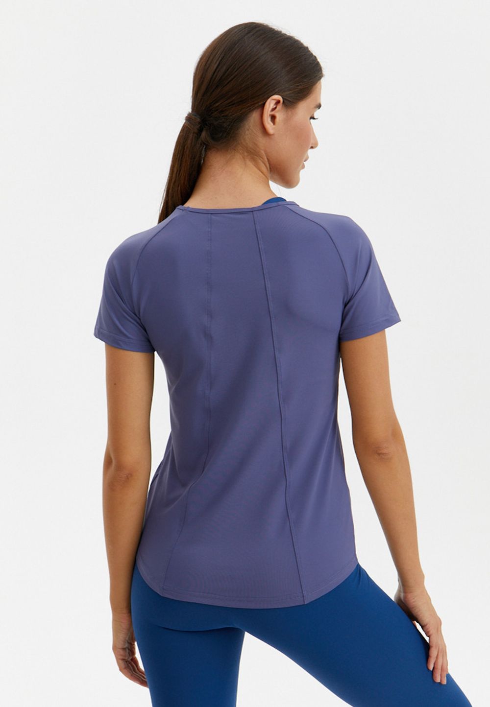 BeSelf Футболка удлиненная SATIN BASE, фиолетово-серый