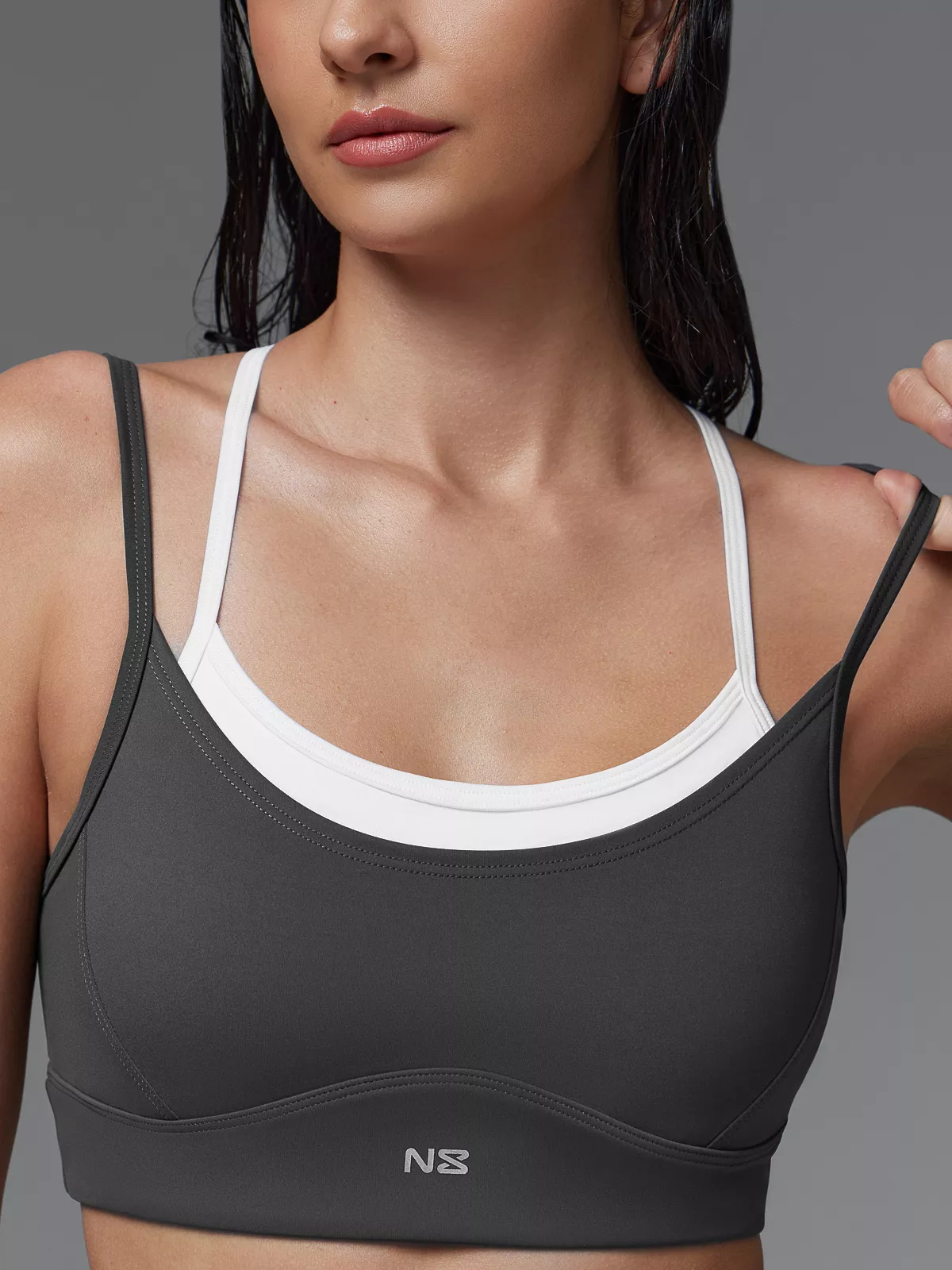 Neverlate Спортивное бра 08.1274, темно-серый-белый
