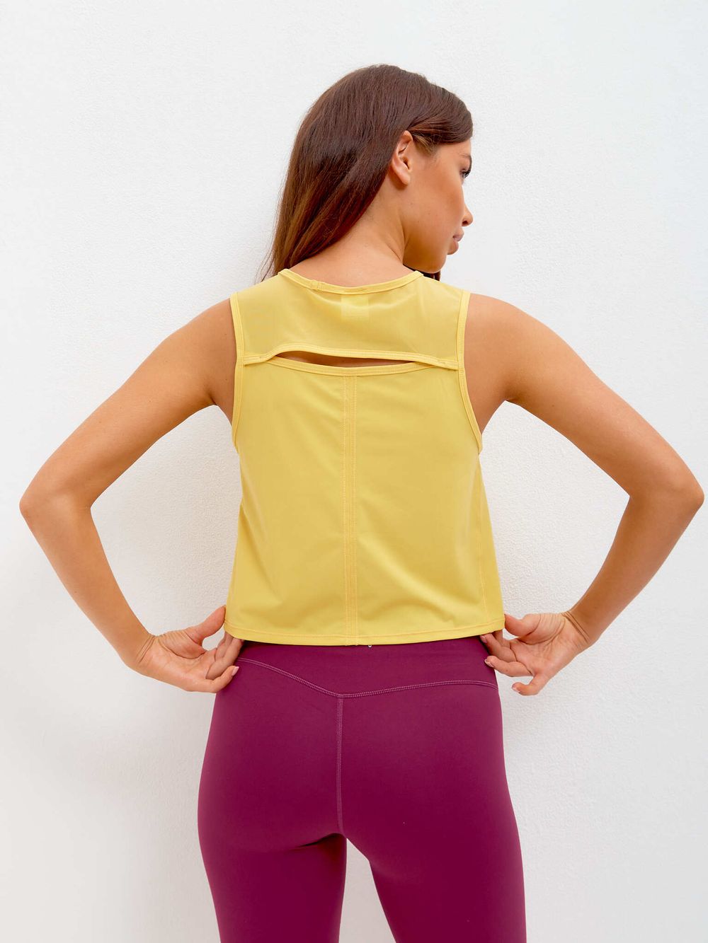 BeSelf Майка с сеткой укороченная Active, желтый