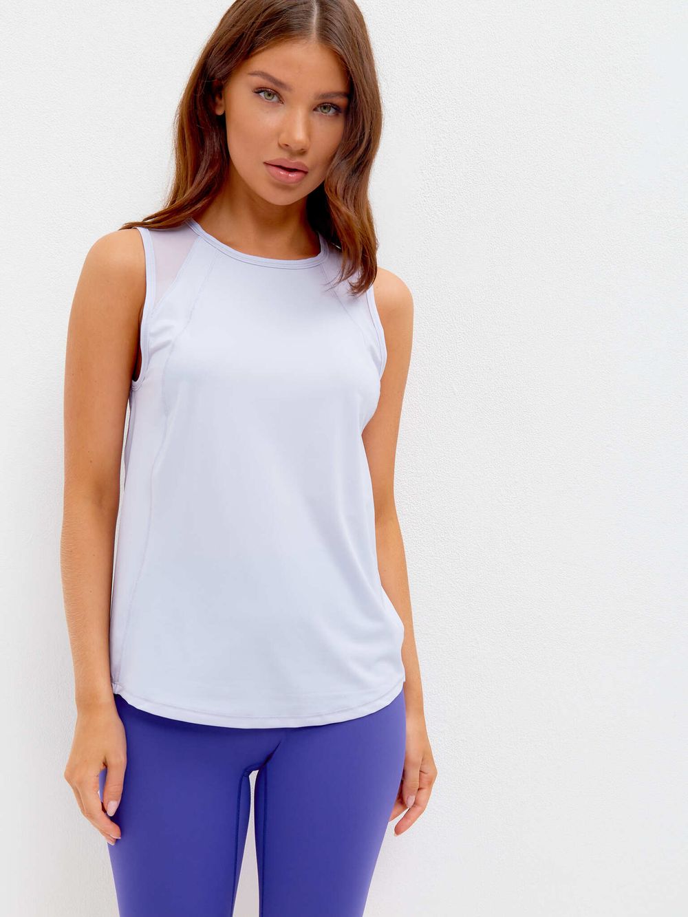 BeSelf Майка с сеткой удлиненная Active, небесно-голубой