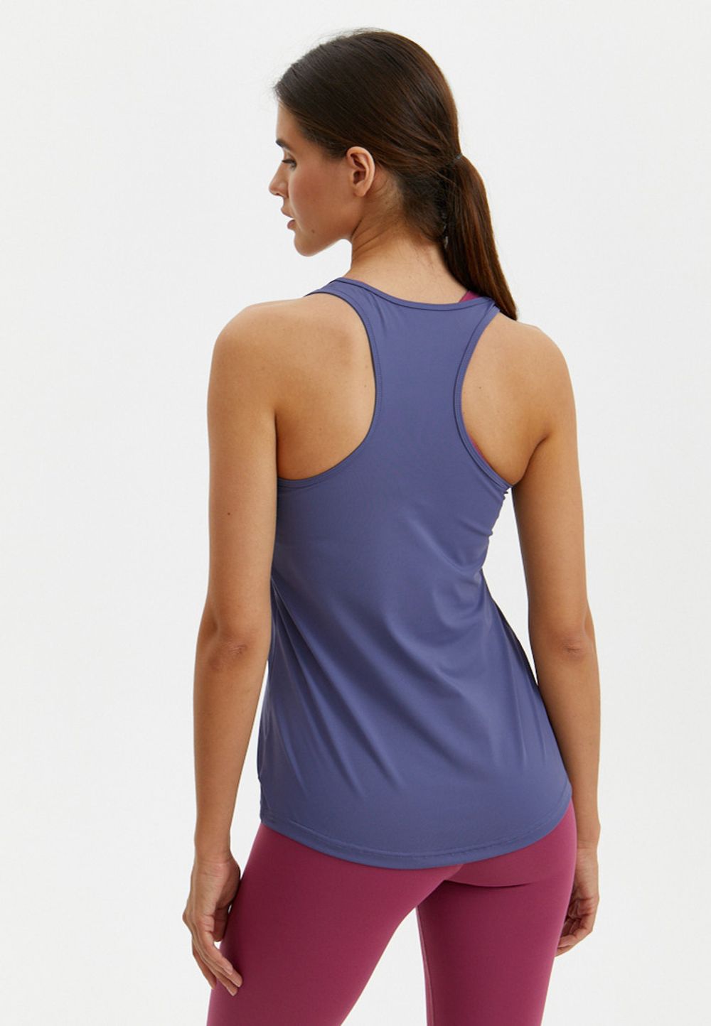 BeSelf Майка удлиненная SATIN BASE, фиолетово-серый