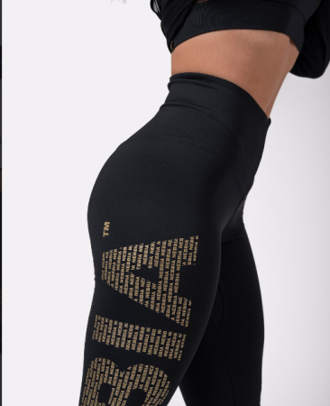 Nebbia Лосины 827 Gold Logo Print, черный