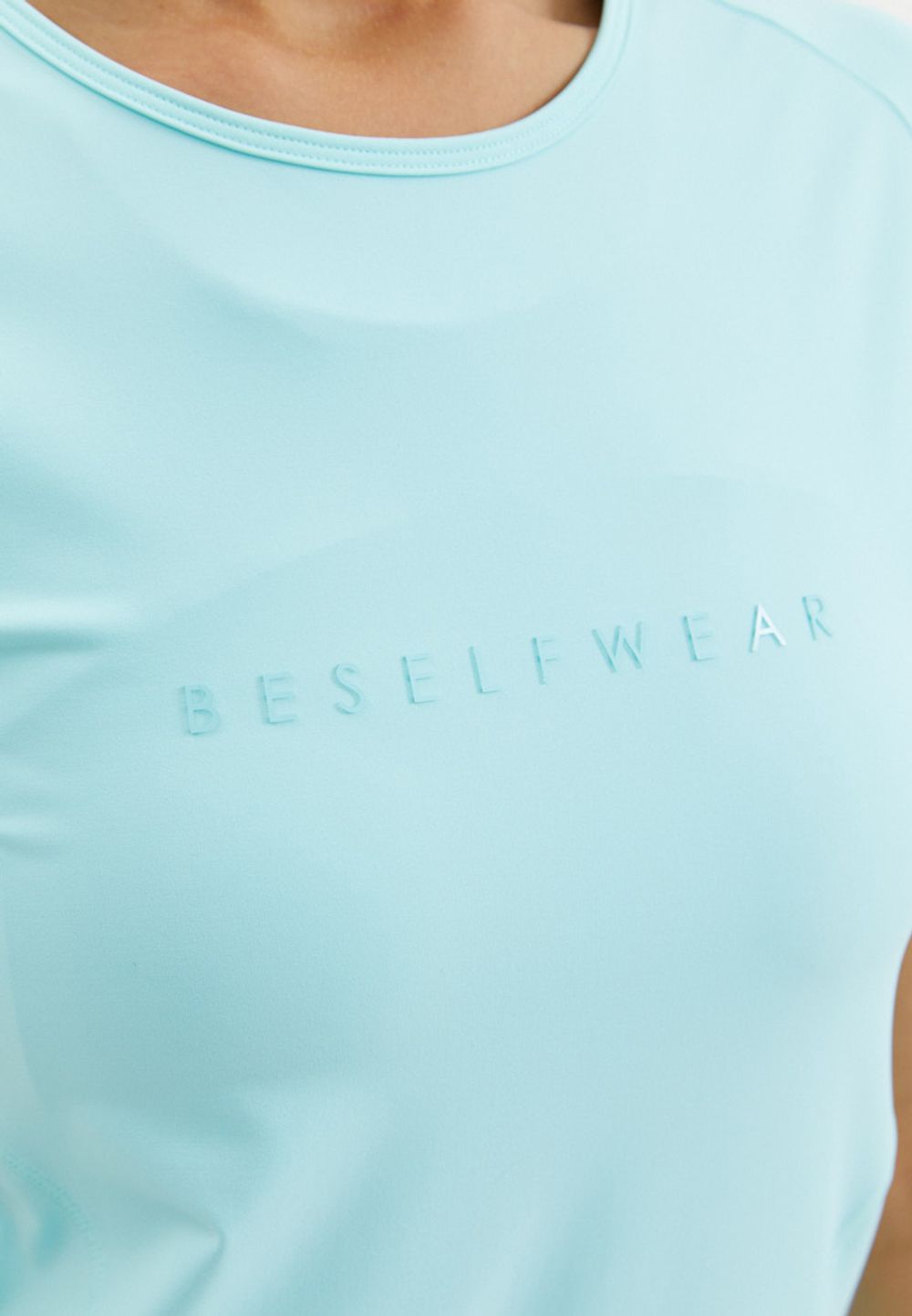 BeSelf Футболка удлиненная SATIN BASE, светло-бирюзовый