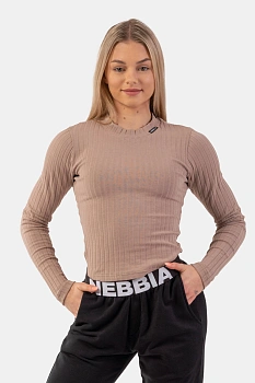 Nebbia Лонгслив 415 Organic Cotton Ribbed, коричневый 