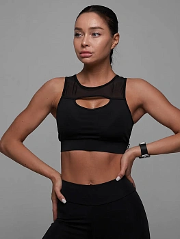 Mansen Топ Black grid decolletage, черный