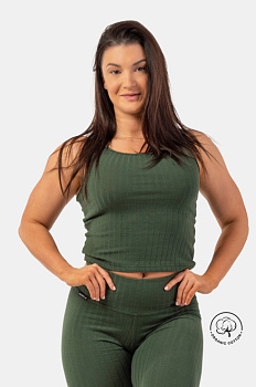 Nebbia Майка 414 Organic Cotton Ribbed Tank Top, темно-зеленый