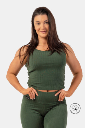 Nebbia Майка 414 Organic Cotton Ribbed Tank Top, темно-зеленый