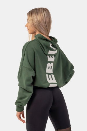 Nebbia Толстовка укороченная 421 GLoose Fit Crop Hoodie Iconic, зеленый